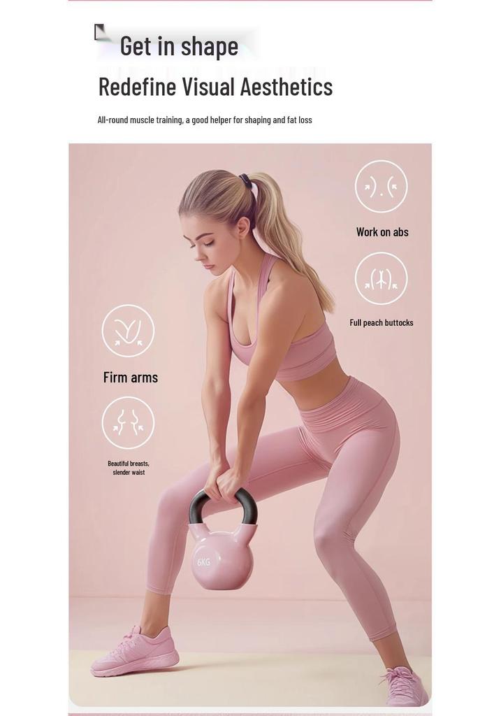 Kunststoffbeschichtete Gusseisen-Kettlebell 4-20kg für Heimfitness & Hüfttraining