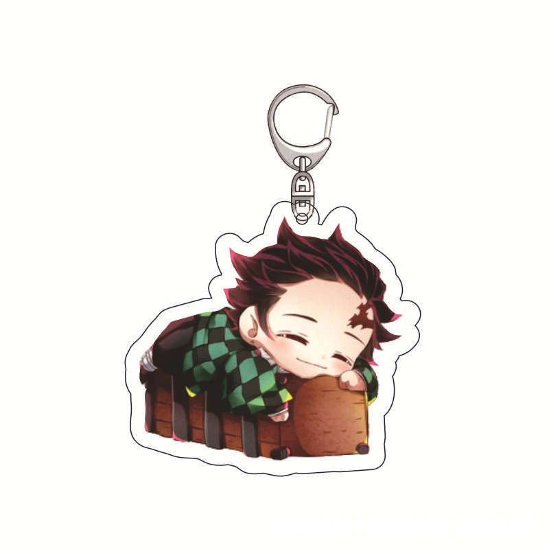 Acrylic Keychain Demon Slayer Anime Tanjiro Nezuko Zenitsu Inosuke Pendant Charm Durable Gift for Fans Collection Cosplay Accessories