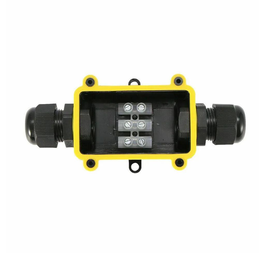 2 Way Outdoor Waterproof IP65 Cable Connector PC Junction Box 240-450V Black Waterproof Junction Box For Outdoor Lamps Install