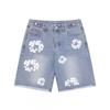 Streetwear Cotton Denim Jacket Pants Set With Floral Print Unisex Fall Outfit