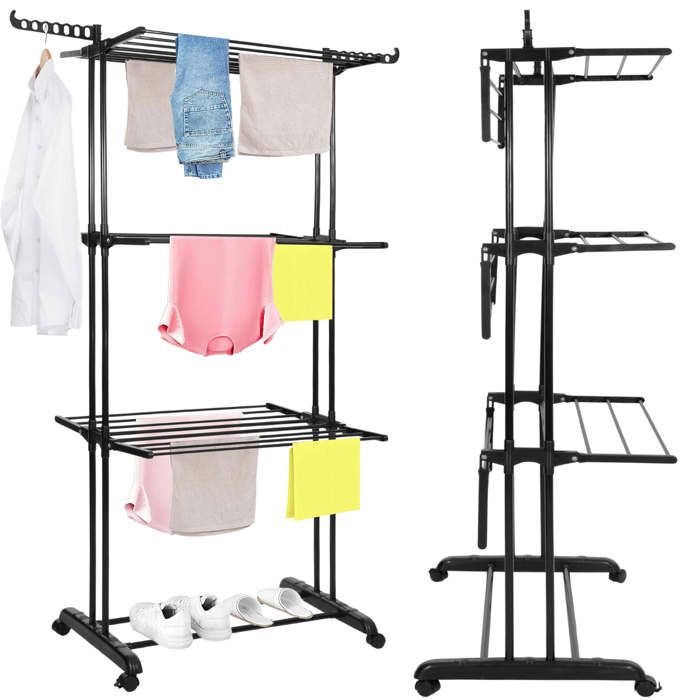Springos ® Foldable Vertical Clothes Dryer with 3 Levels and 24 Bars - Large Drying Capacity, 17 M² Drying Surface