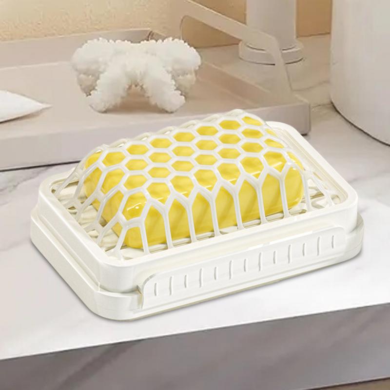 Soap Holder Wall Mounted Soap Box Holder Mesh Structure No Drilling Space-Saving Bathroom Storage For Dorm Business Trip