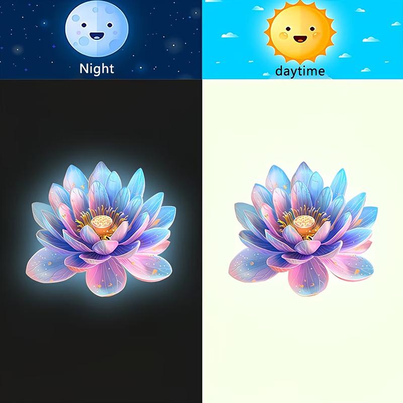 Glow-In-The-Dark Lotus Toilet Sticker Luminous Colorful Fridge Wall Sticker Self-Adhesive Removable Home Bathroom Decor