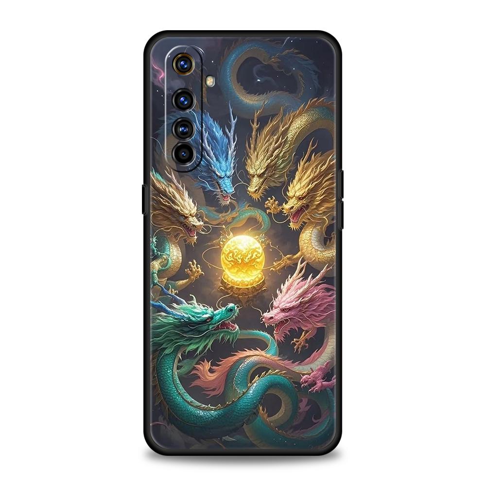 

Мягкий ТПУ Для Realme 11 10 9 Pro Plus GT2 GT3 GT5 C21 C25 C35 C53 C55 C67 Pro 5G Ударопрочный Чехол для Телефона Мультяшный Дракон Длинные Чехлы Realme C35