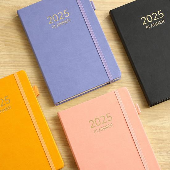 Zápisník plánovače na rok 2025 Denní Týdenní měsíční kalendář Poznámkový blok Silný papír Design Anti-Bleed Umělá kůže Obal