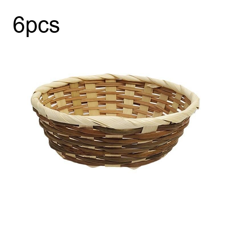 

6pcs Natural Bamboo Woven Circular Storage Baskets- Handmade Home Organizer Baskets,Dining Table Containers for Shelf