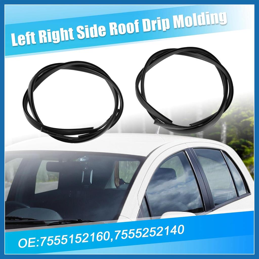 2 Pcs Left Right Roof Drip Weatherstrips for Toyota Yaris Sedan 2007-2012 No.7555152160/7555252140 Left Right Side Roof Top Trim Rubber Item