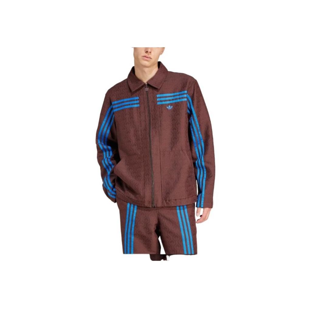 Adidas Originals 70S FW24 Printed Zip Comfortable Long Sleeve American Vintage Jacket Men Jacket Dark-Brown JN5958