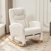052 Rocking Chair, Recliner, Living Room Chair with Armrest, Upholstered, Accent Chair for Bedroom, White Teddy Fabric, 110 Kg Load Capacity