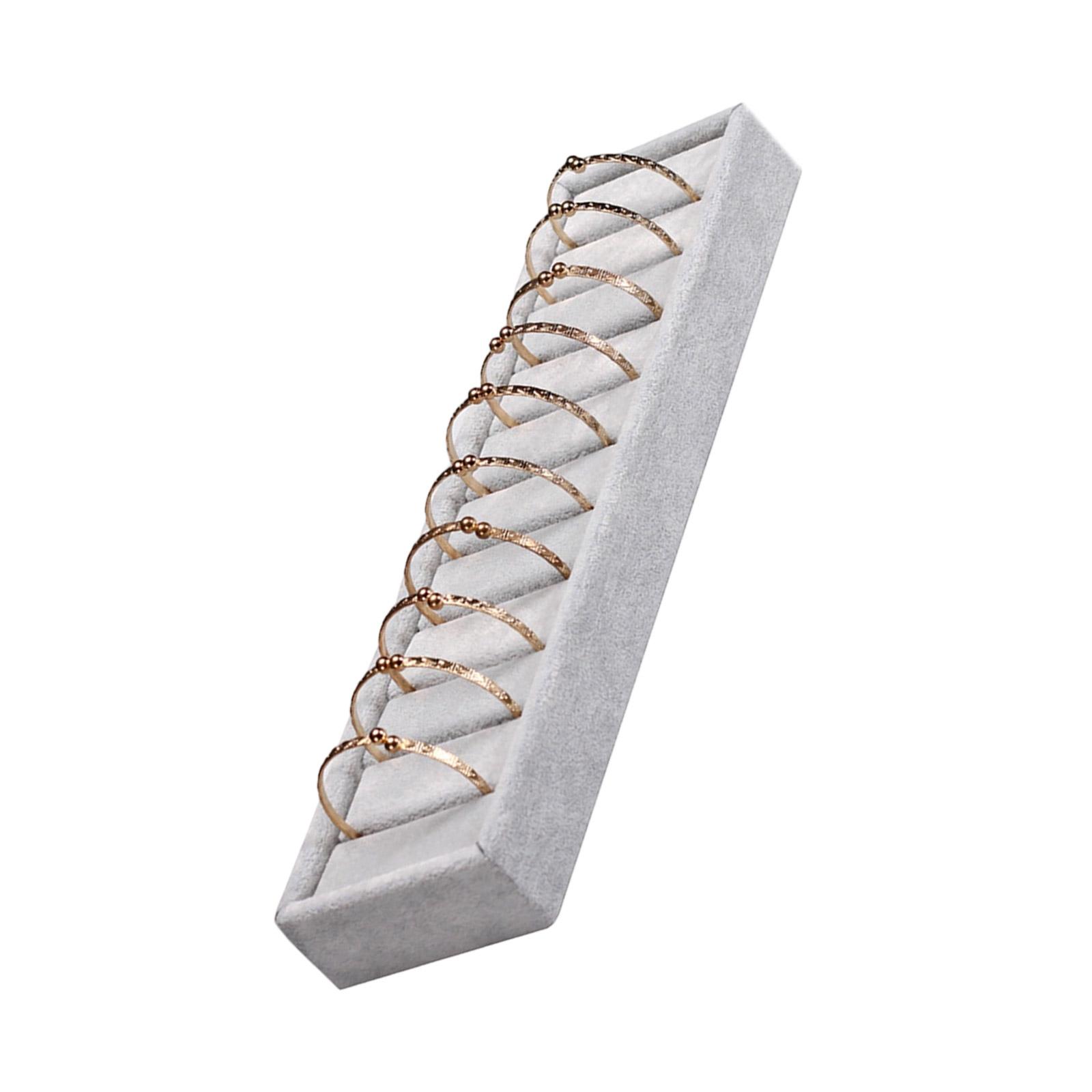 

10-секционный бархатный лоток для демонстрации ювелирных изделий, светло-серый органайзер для браслетов, колец, запонок, для дома, розничной торговли, выставки, хранения серый