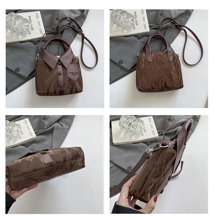 Women's Korean Style Casual Shirt with Solid Color and Single Shoulder Crossbody Handbag – 2025 Fashion Trend