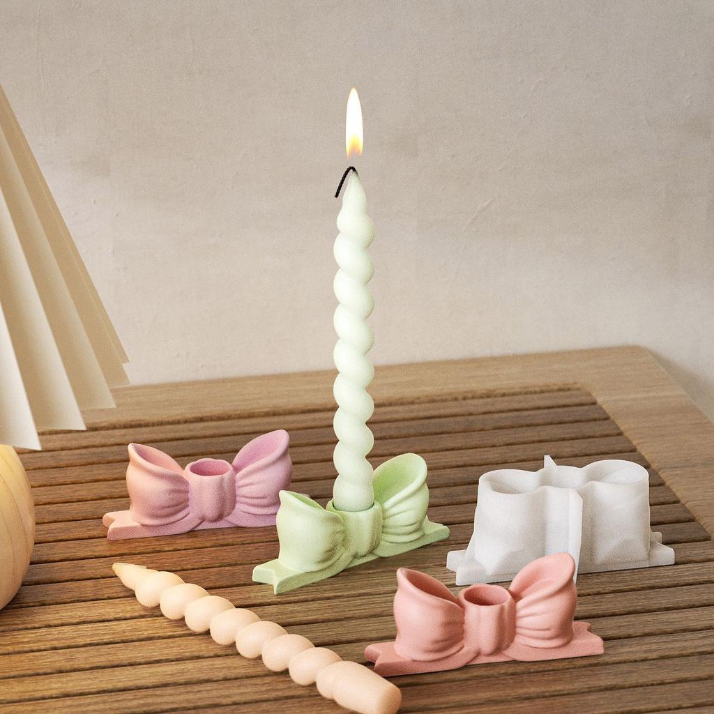 Innovative Silicone Mold Stylish Bowknot Shape Silicone Candle Holder Mold for DIY Crafting and Home Decoration