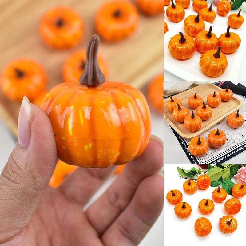 12pcs Artificial Mini Foam Pumpkin Simulation Props Perfect For Halloween Party Decoration