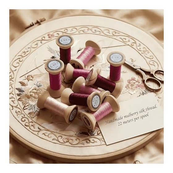 Handcrafted Embroidery Hand-dyed 100% Silk Embroidery Thread Mulberry Silk Thread Embroidery Flower Thread True Thread Silk Thread 10 Colors 220m