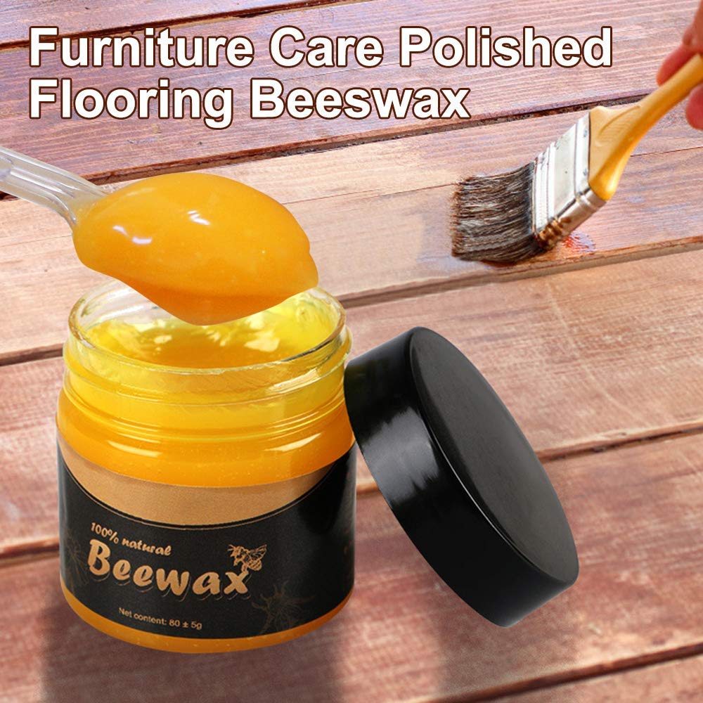 1/2PCS Wood Seasoning Beewax - Traditional Beeswax Polish for Wood & Furniture Nourishes with Sponge and Shining Purposes