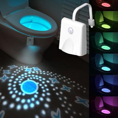 Toilettenlicht-Bewegungssensor, 10 Farben wechselndes Toiletten-Nachtlicht mit Sternenprojektionslicht,