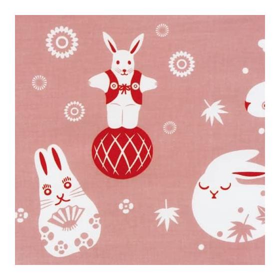 Someno Anbo Tenugui "Tenohira Usagi Peach" - Hand-dyed 100% Cotton, Tokuoka Fabric, Made In Japan, 35cm X 100cm