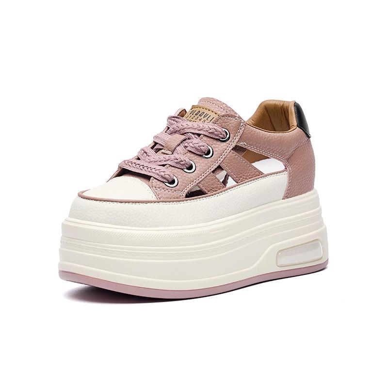 

Platform sandals women s 2025 summer new hollow breathable platform muffin casual height-increasing white shoes 39 розовый