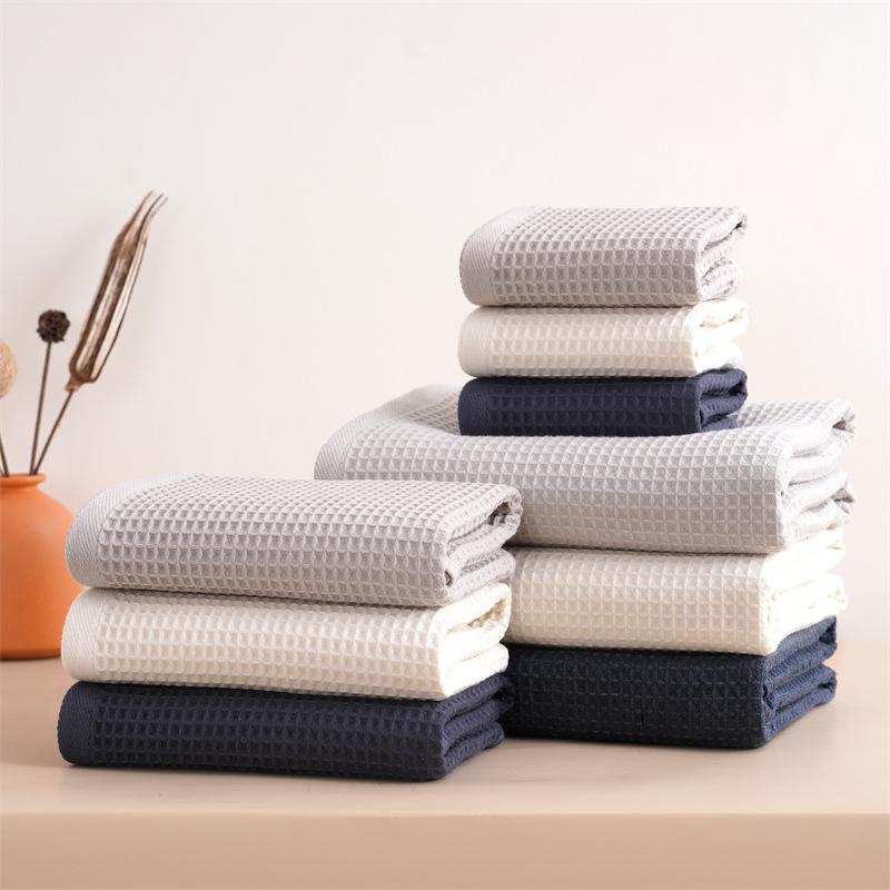 Gauze Japanese Jacquard Waffle Honeycomb Rectangle Adult Children's Bath Towel 100% Cotton Mesh Thickened Easy Dry Spot