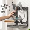 Wall-Mounted Kitchen Lid and Utensil Holder with Draining Tray