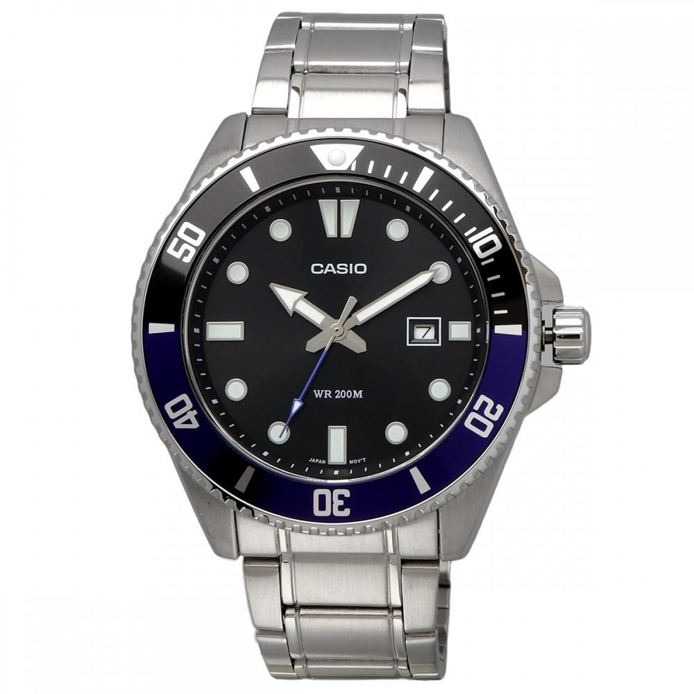 Casio CASIO Standard Analog Sports 20 ATM Water Resistant Watch MDV-107D-1A2V Men's Black X Blue Bezel Metal Band Overseas Model