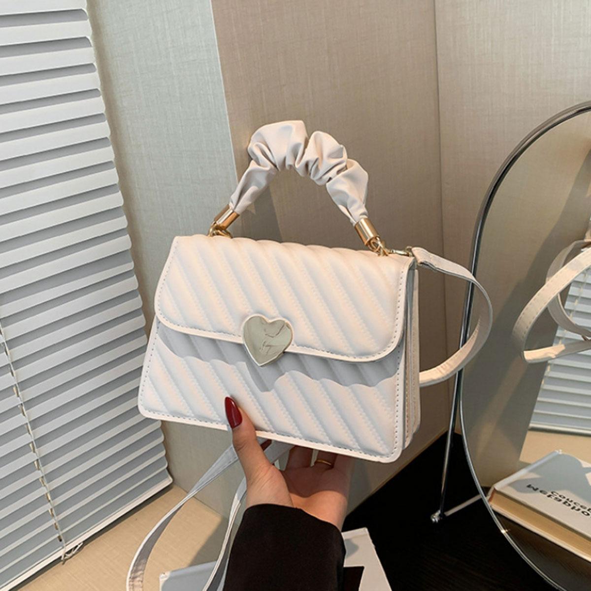 

White fashi women s bag simple single shoulder crossbody bag exquisite PU texture hand carrying small square bag 1 pack белый