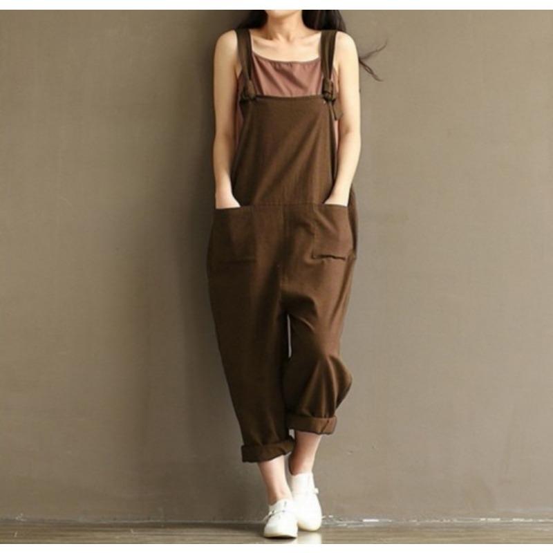 YYFS Women's Fashion Casual Summer Spring Solid Color Print Sleeveless Suspenders Loose Waistlinet Trousers Jumpsuits & Rompers