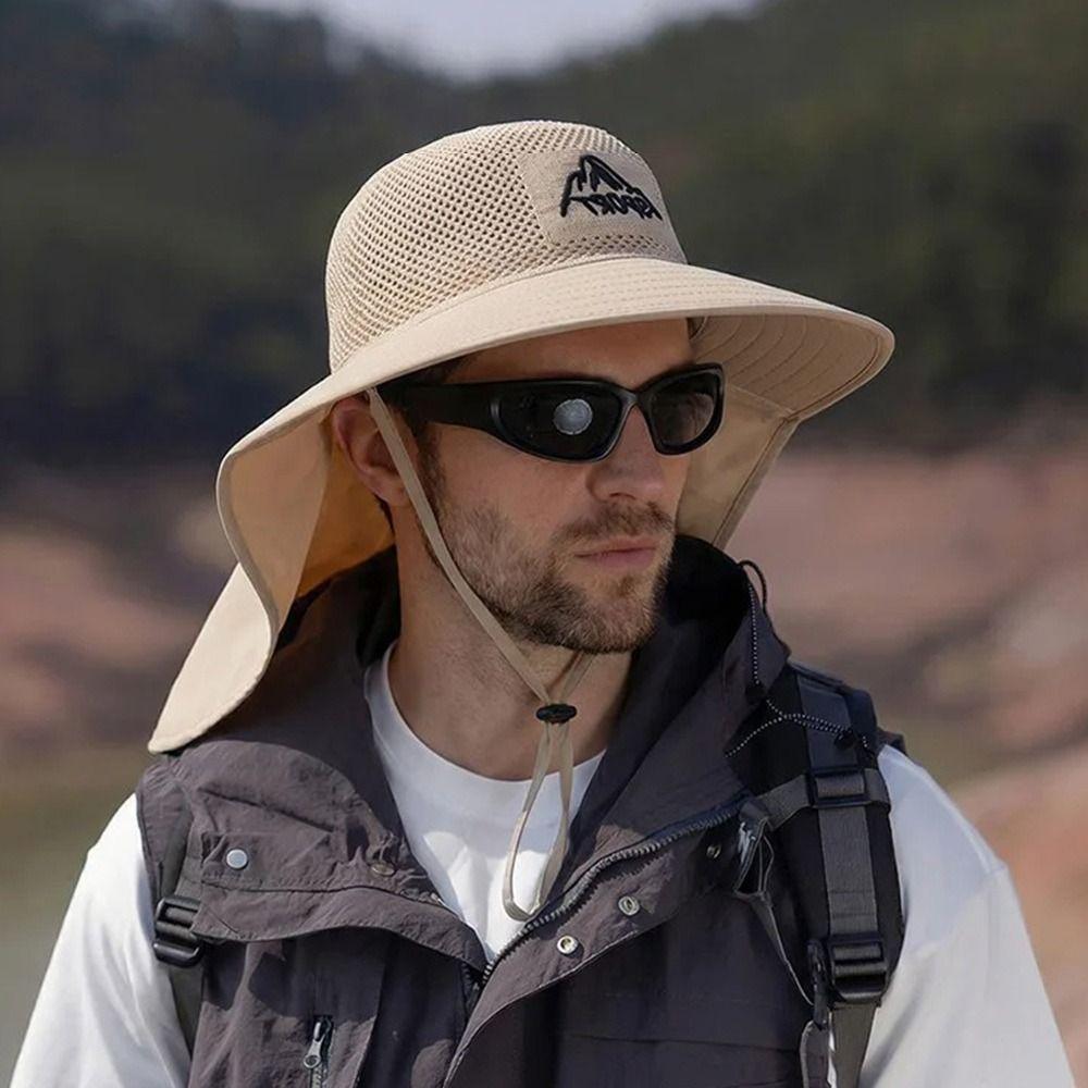 Casual Wide Brim Bucket Hats Quick-Drying Neck Protection Hiking Hat Sunscreen Lightweight Sun Caps Summer