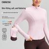 Women's Slimming Long Sleeve Stand Collar Sports Top - Elastic and Elegant Yoga & Running Fitness Jacket