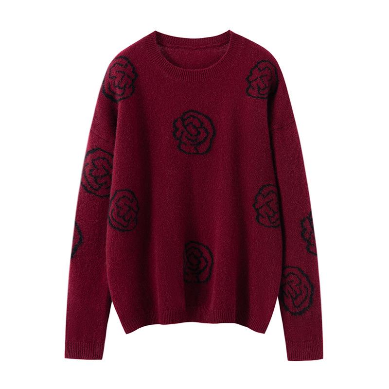 Women's 100% Pure Cashmere Loose Fit Round Neck Sweater - Versatile, Slimming Pullover for Autumn/Winter