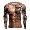 Spring and Autumn Round Neck 3D Muscle Printed Top Fashionable Casual Long Sleeved Men's T-shirts
