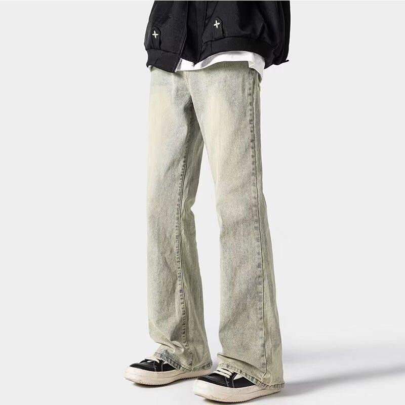 Autumn New Washed Jeans Men s High Street Retro American Micro-pull Slim and Thin Straight Casual Long Pants S