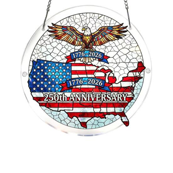 Yousheng 4th of July Acrylic Puzzle Suncatcher, Patriotic Window Hanging Ornament, 250th Anniversary America Sun Catcher Jigsaw Puzzle Kit for H