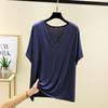 Women's Solid Color V-Neck Cotton Modal Short Sleeve Loose Top