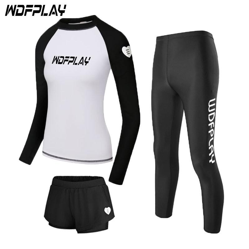 Womens UV Protection Rash Guard Set Long Sleeve Swimwear Snorkeling Surfing Diving Outdoor Water Activities