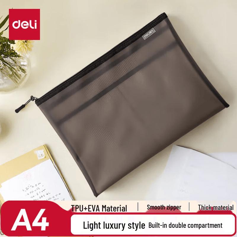 Deli Zipper Mesh Transparent File Bag
