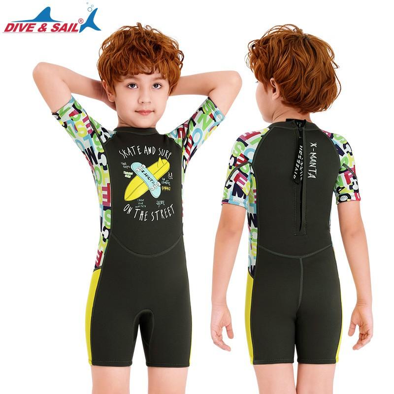 2.5MM Children's Diving Suit Men's One-piece Short-sleeved Swimsuit Girls 'thick Warm Sun-protected Surfing Jellyfish
