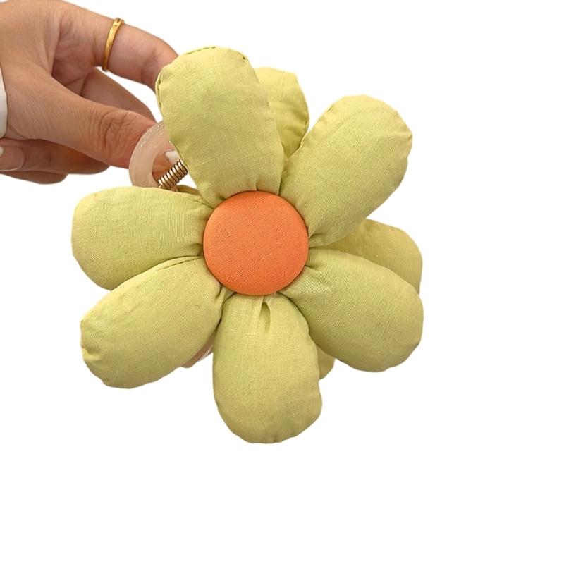 

Трендовая заколка для волос с цветком, прочная застежка для длинных волос, гладкая клипса, легкая, для повседневного использования зелёный