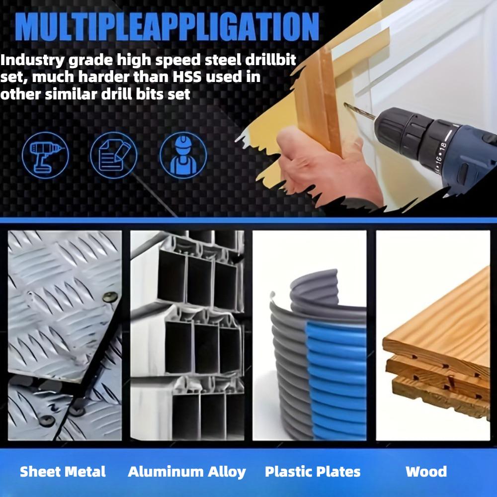 Set of 13 Cobalt Drill Bits Made from M35 High-Speed Steel, Featuring High Durability And Precision Markings, Suitable for Stainless Steel, Cast Iron