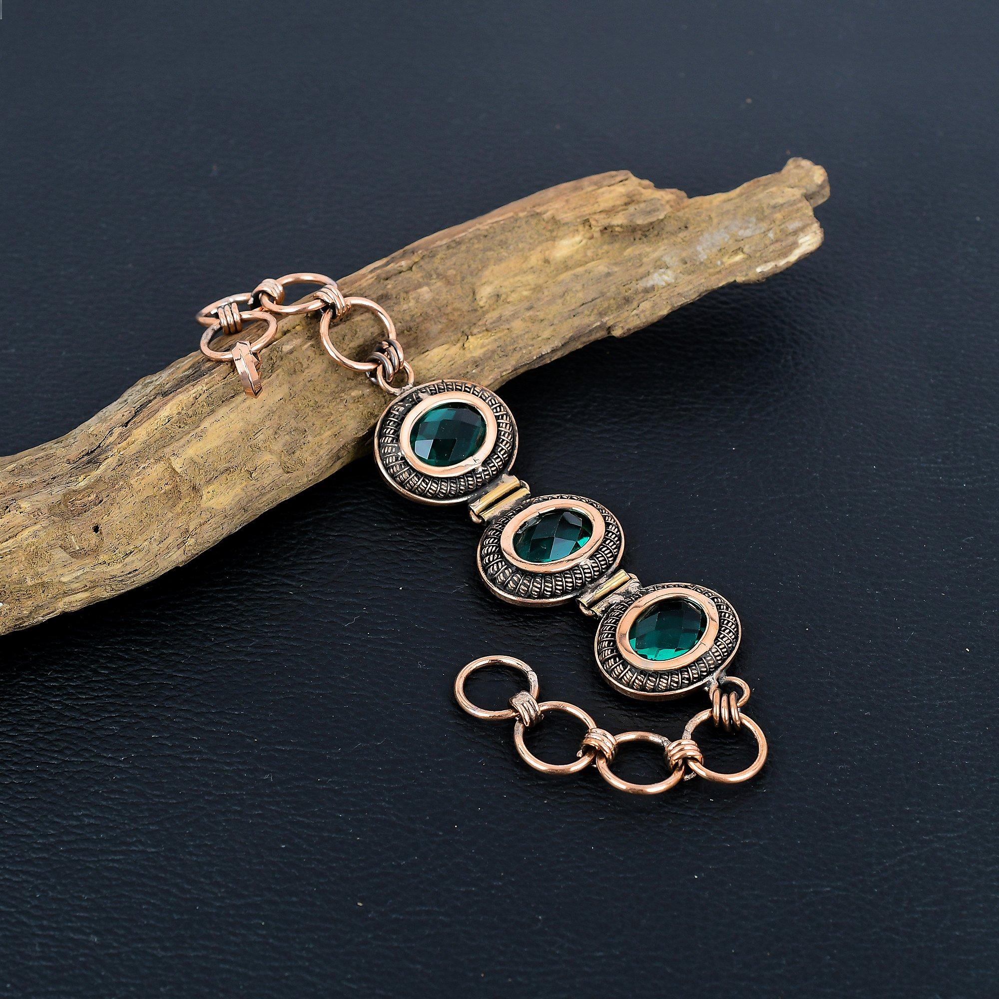 

Green Apatite 999 Copper Wire Wrapped Bracelet, Handmade Gemstone Bracelet Jewelry, Gifts For Wife Brand New Bracelet