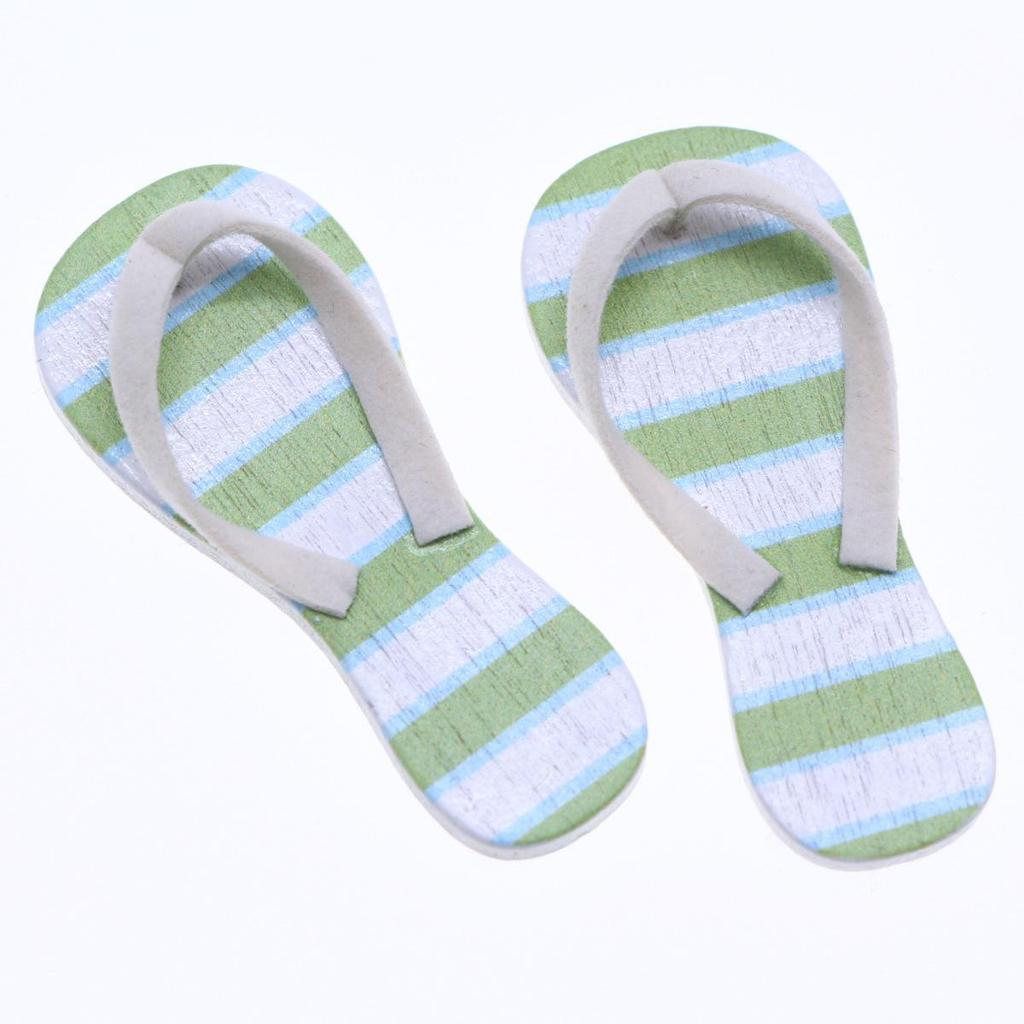 Miniatur BJD Puppenhaus Holz Flip-Flop Sandalen: Sommer Strand Szene Hausschuh Zubehör