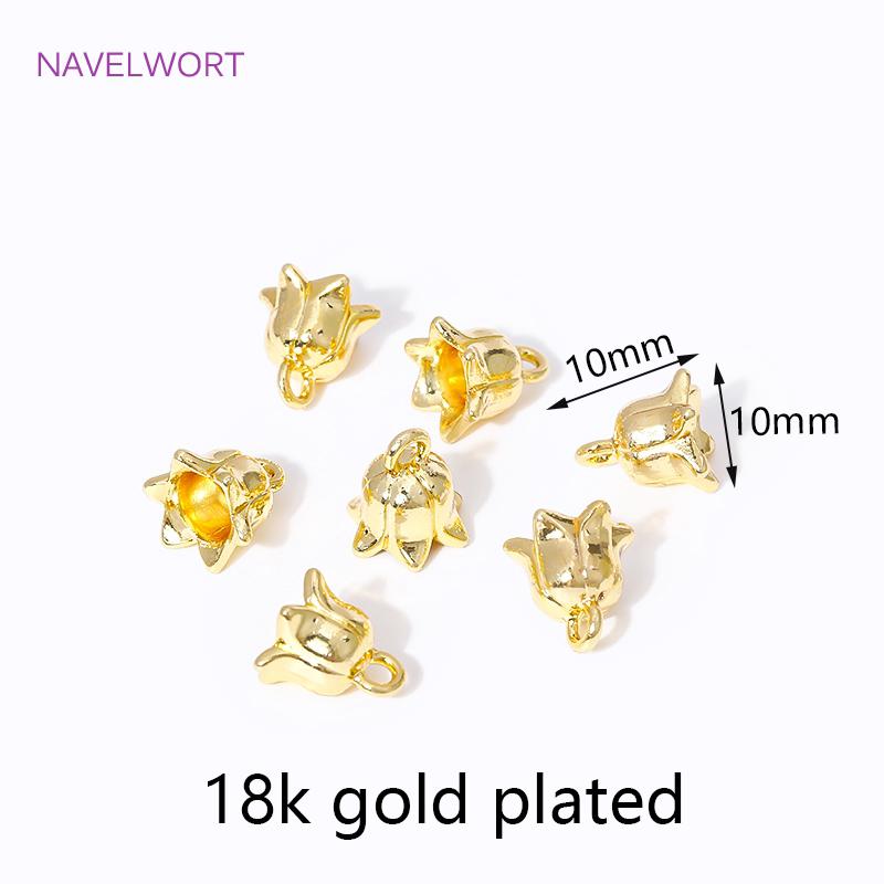 

18K Gold Plated Brass Bell Orchid Charm Pendant For Jewelry Making Supplies DIY Necklace Bracelet Handmade Accessories 5 pieces