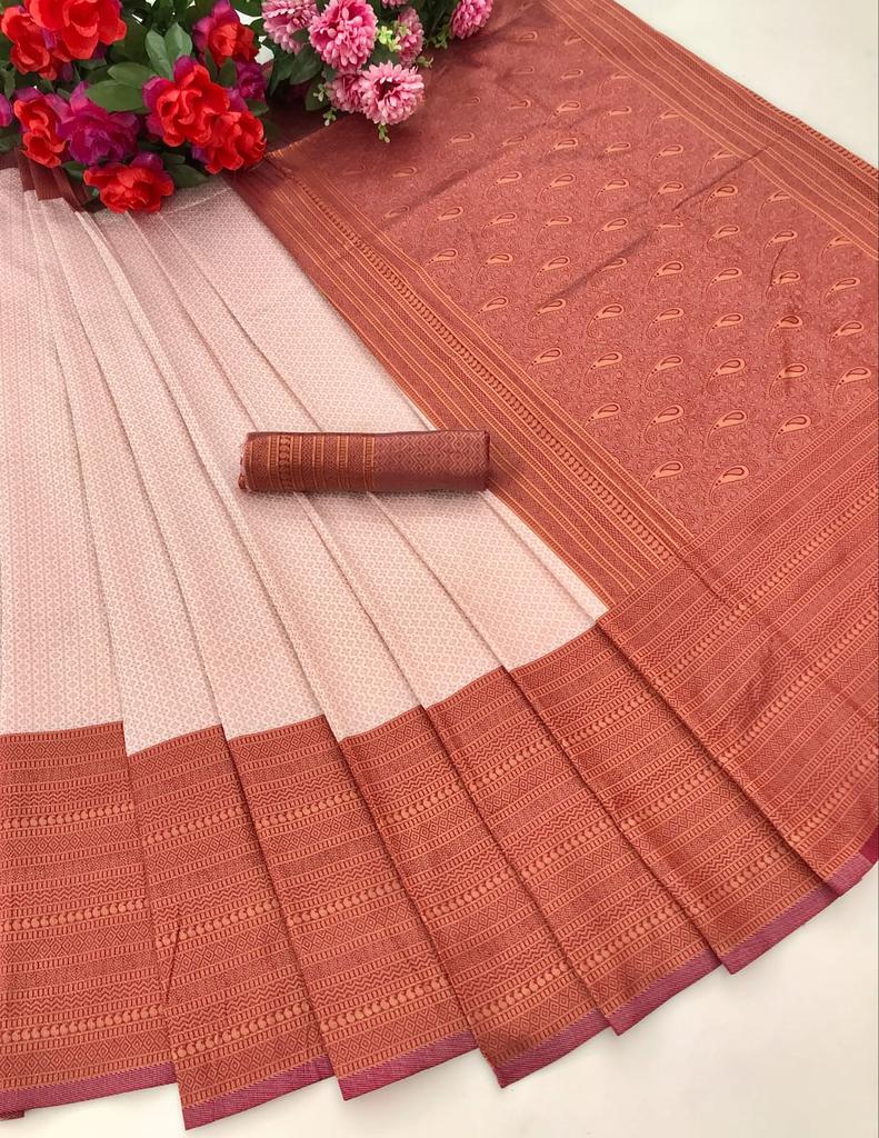 Indian Traditional Soft Lichi Silk Saree With Jecquard Weaving