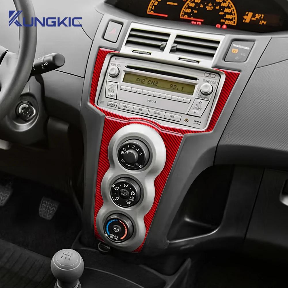 Per Toyota Yaris 2006 2007 2008-2011 Kit Completo Rivestimenti Interni in Fibra di Carbonio Cruscotto e Console Centrale Accessori Set Nero/Rosso