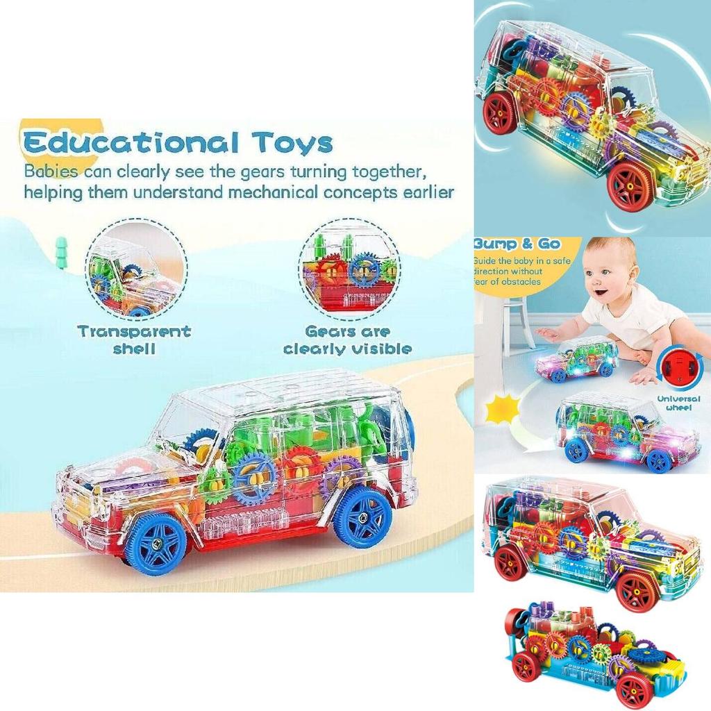 Transparent Gear Big G Electric Toy Car With Light And Music For Kids Emotional Development