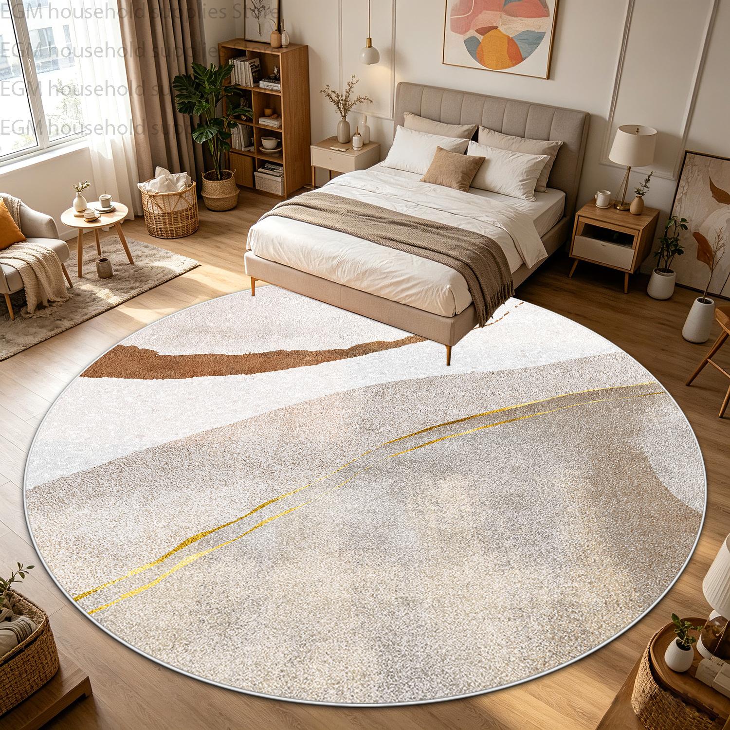 Modern Kleurrijk Pastel Abstract Rond Tapijt Decor Slaapkamer Nachtkastje Groot Vloerkleed Woonkamer Wasbaar Antislip Zacht Pluizig Vloerkleed 1.9ft(60x60cm)