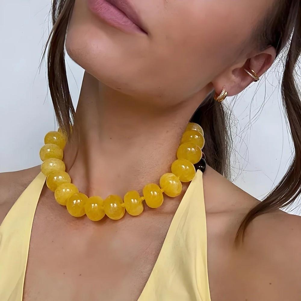 Collana Bohémien Colorata con Perline Grosso Choker in Acrilico Dopamina Catena per Clavicola Statement Y2K Bohemia Estate