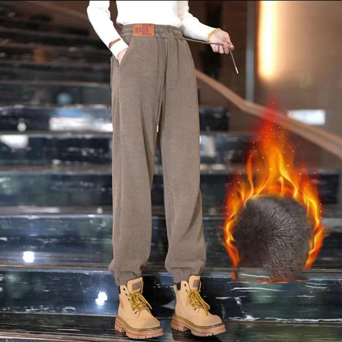 

Зимние Утепленные Вельветовые Брюки Женские Женские Свободные Брюки Харлан с Манжетами Спортивные Брюки Женские XS