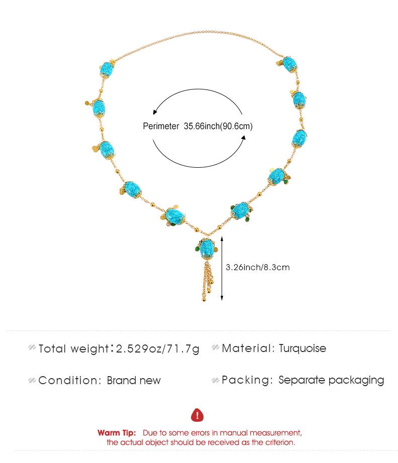 European-American Ethnic Style Retro Turquoise Tassel Necklace