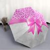 1pc Pink Leopard Bow Print Automatic Opening and Closing Folding Umbrella with 8 Iron Ribs - Portable, Foldable for Travel Yy251124090